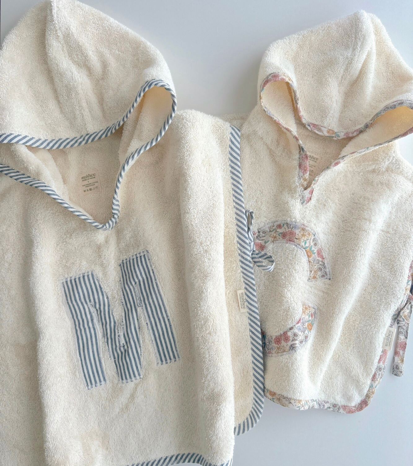 Poncho toalla Personalizado| Balmaseda | Denim Rayas