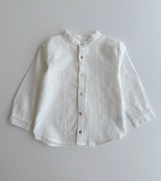 Mao shirt in organic cotton muslin | Indigo | Blue