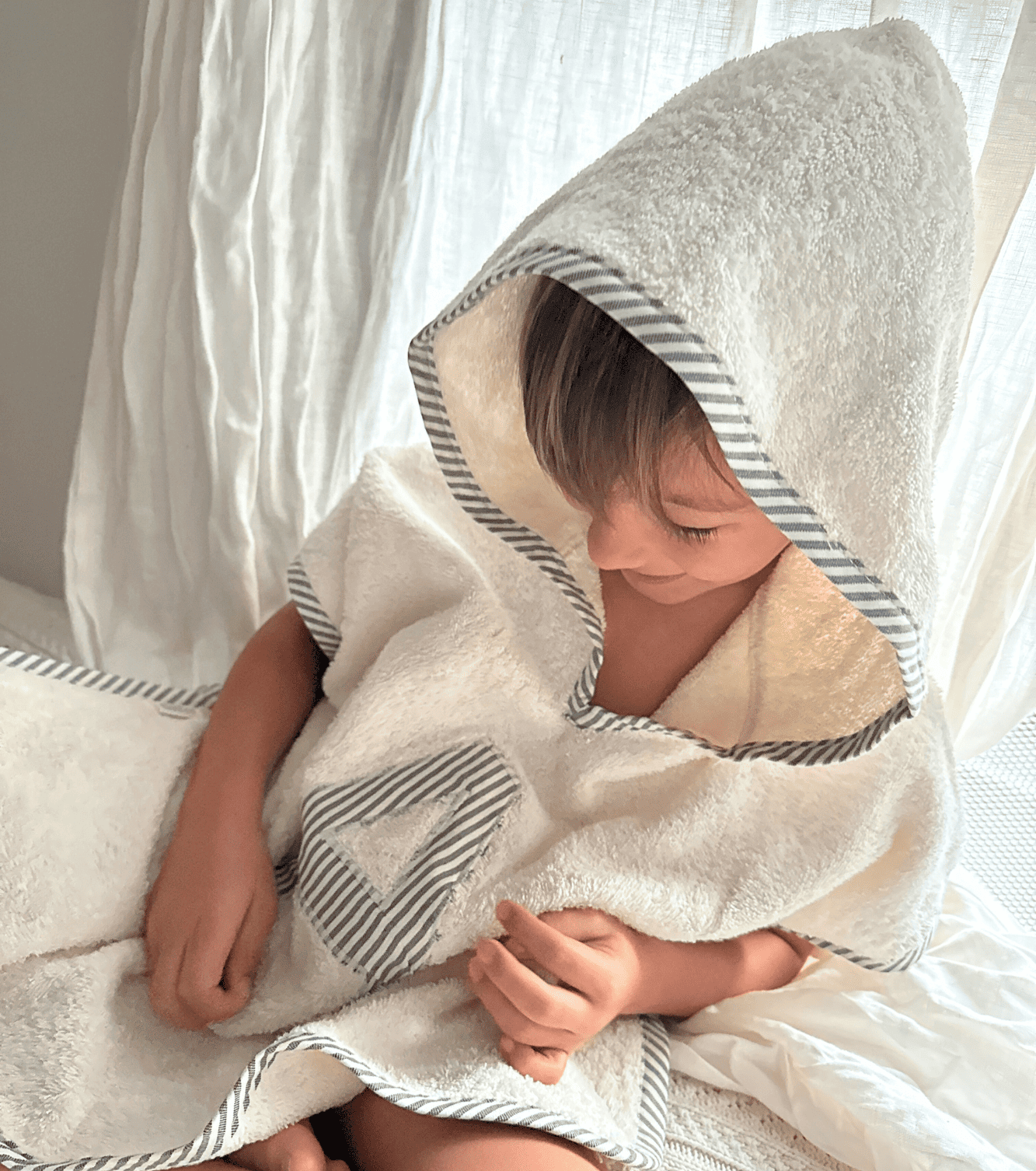 Poncho toalla Personalizado| Balmaseda | Denim Rayas