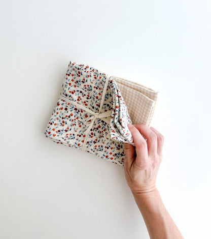 Pack of 2 organic cotton muslin cloths | Flowers - Vichy