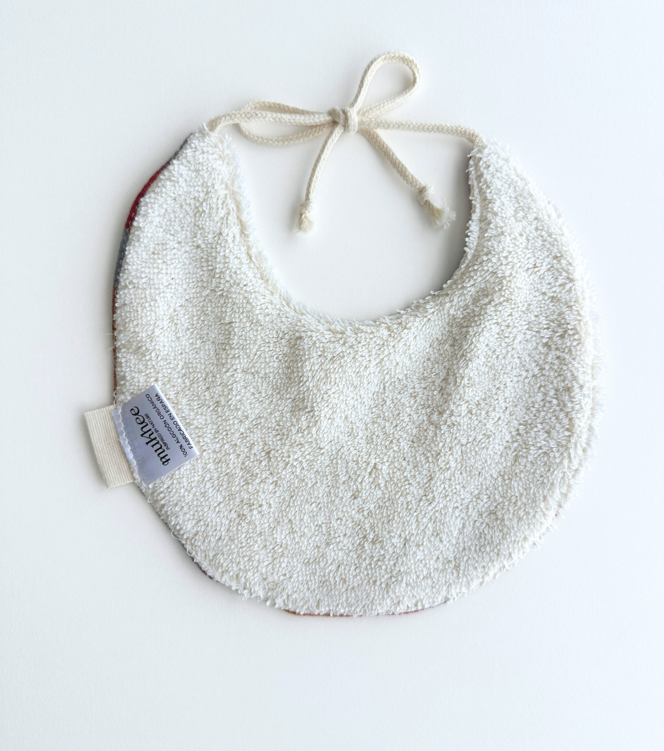 Babero de algodón orgánico redondo | Corteza | Cuadros