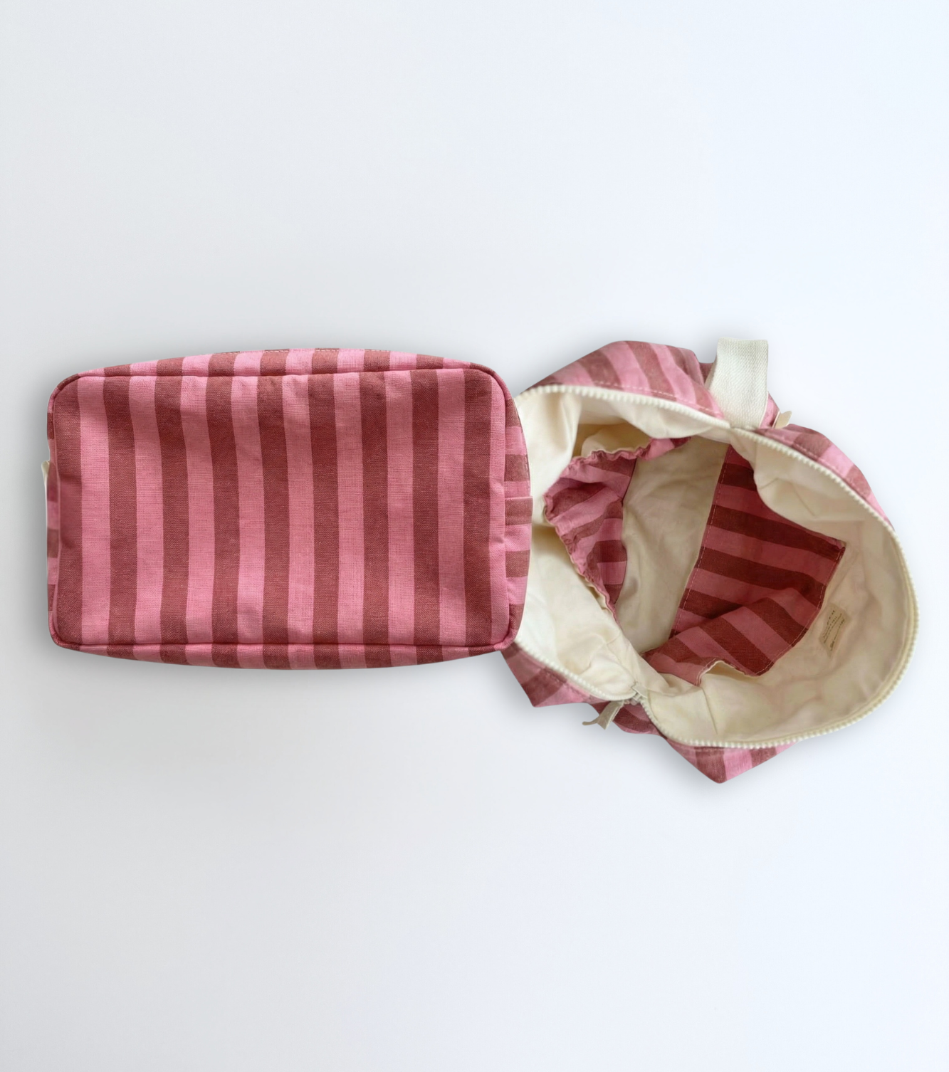 Trousse de toilette en coton biologique | Marea | Rayures roses