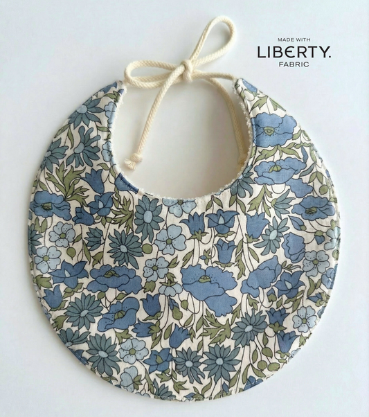 Babero de algodón orgánico redondo | Nomeolvides | Flores azul