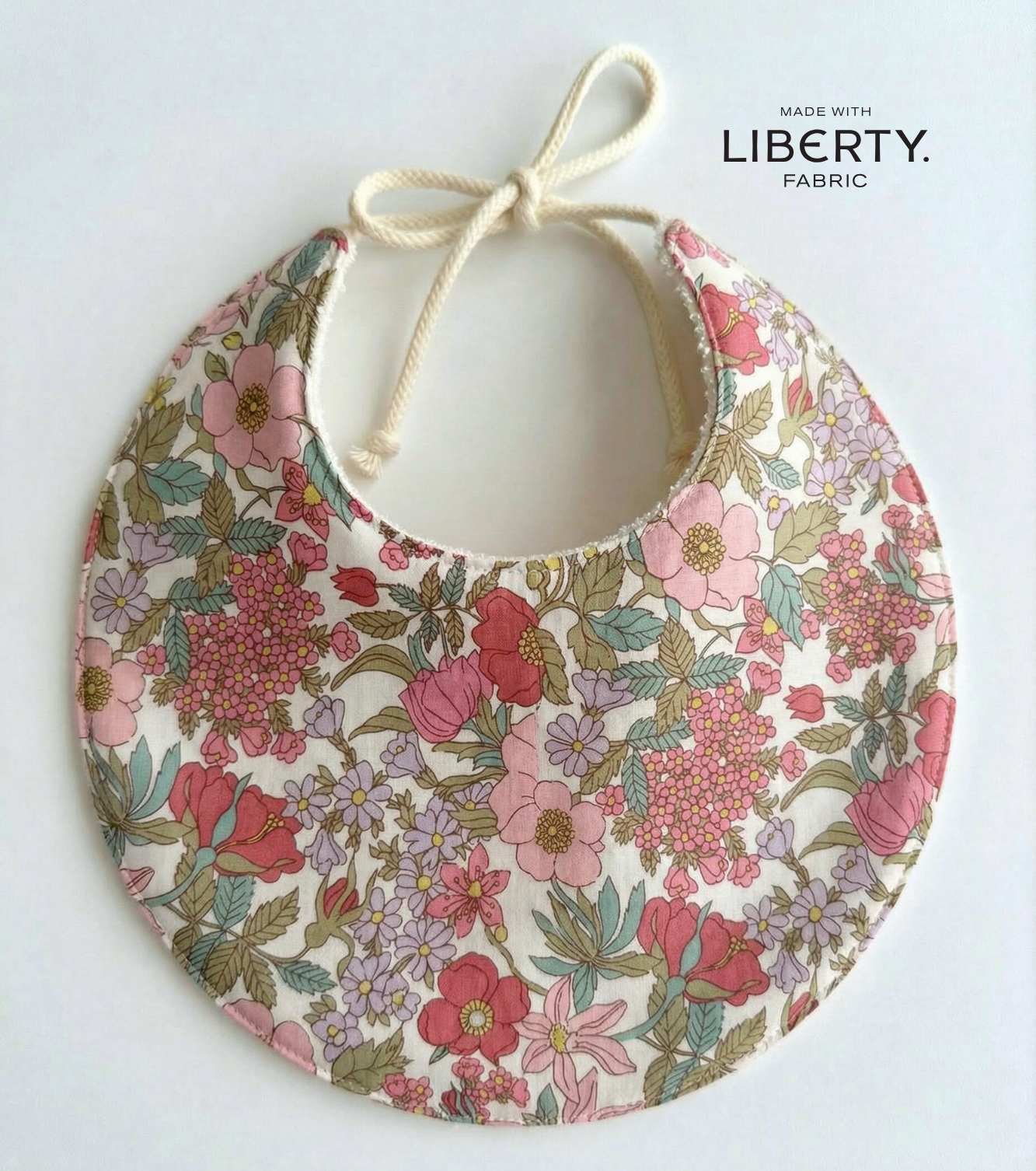 Babero de algodón orgánico redondo | Buganvilla | Flores rosas