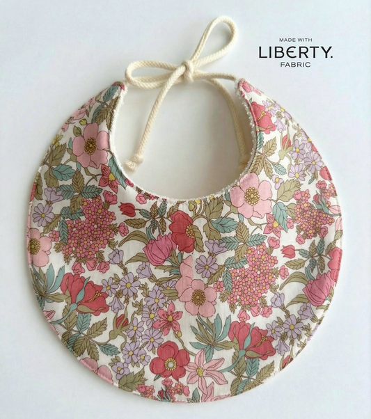 Babero de algodón orgánico redondo | Buganvilla | Flores rosas