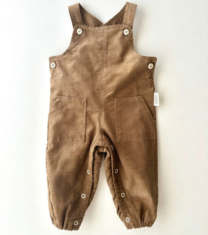 Organic cotton corduroy dungarees | Cinnamon | Brown