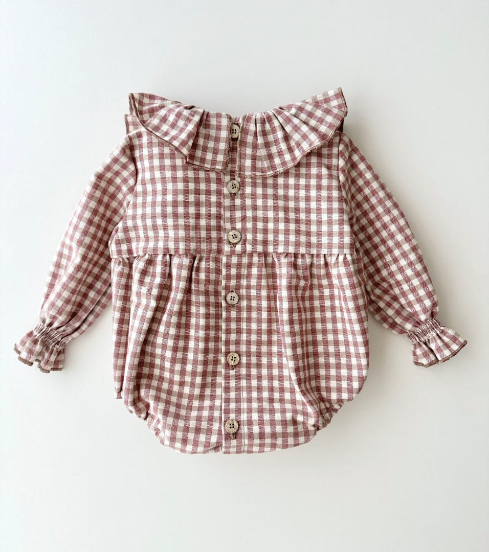 Organic cotton gingham romper | Cinnamon | Cinnamon Vichy