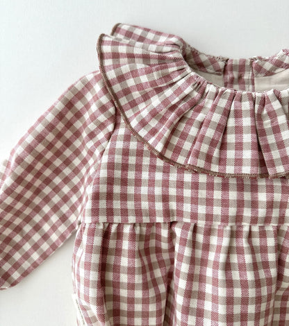 Organic cotton gingham romper | Cinnamon | Cinnamon Vichy