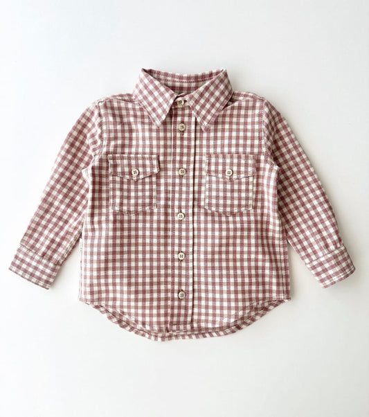 Organic cotton gingham shirt | Cinnamon | Cinnamon Vichy