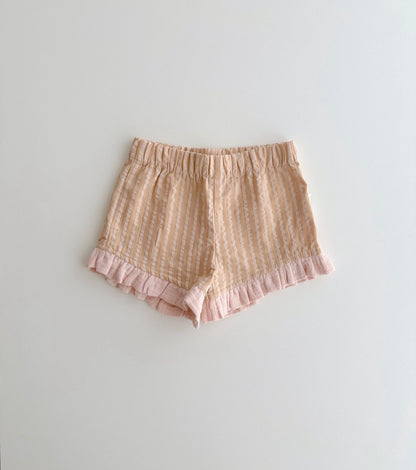 Organic cotton muslin shorts | Pomegranate | Flowers