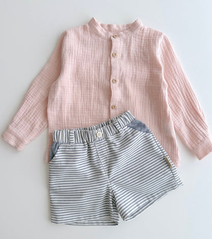 Bermuda shorts in organic cotton muslin | Indigo | Blue