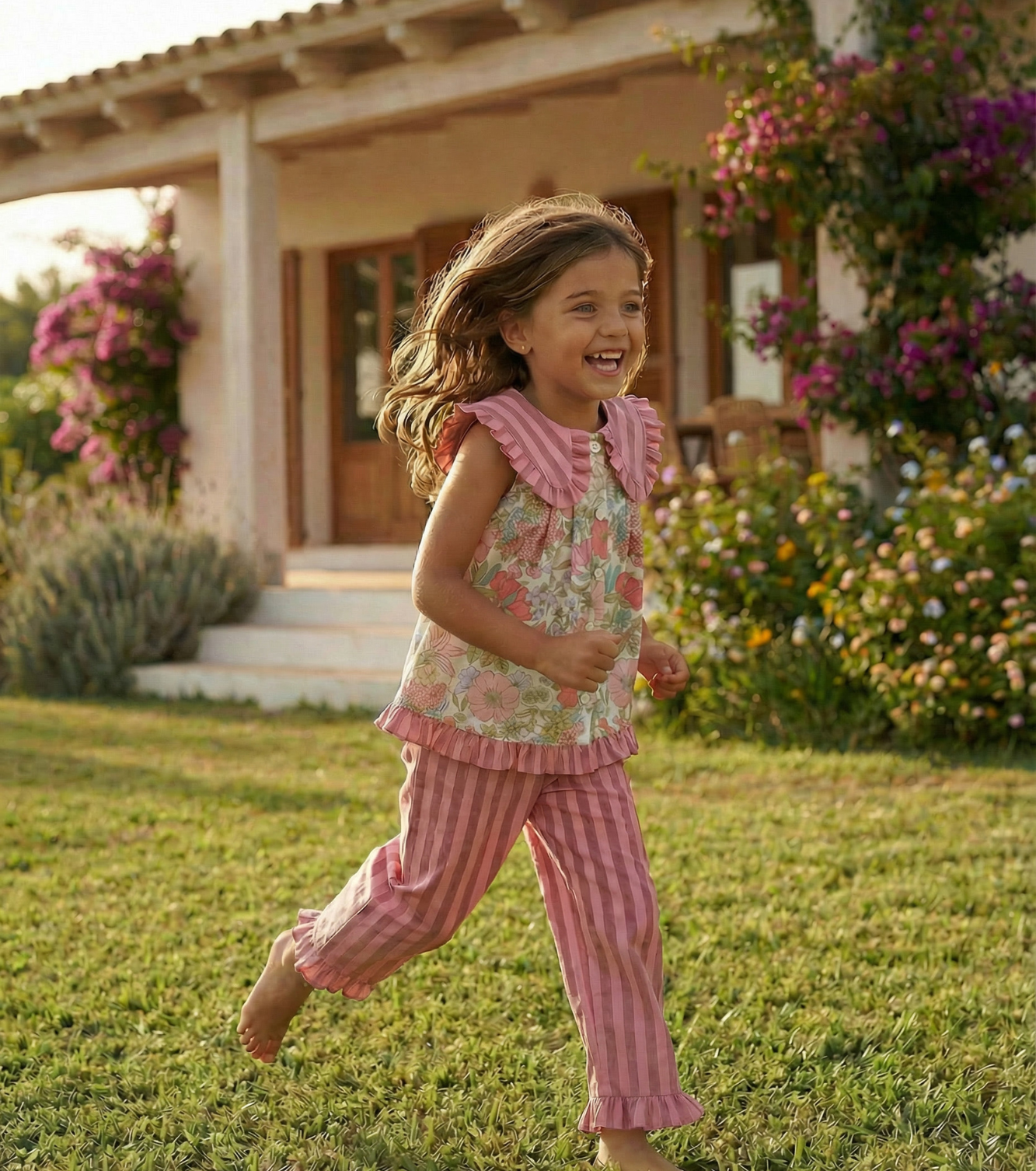 Pantalón volantes | Buganvilla | Rayas