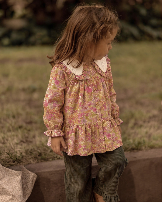 Blusa volantes | Avellana | Flores