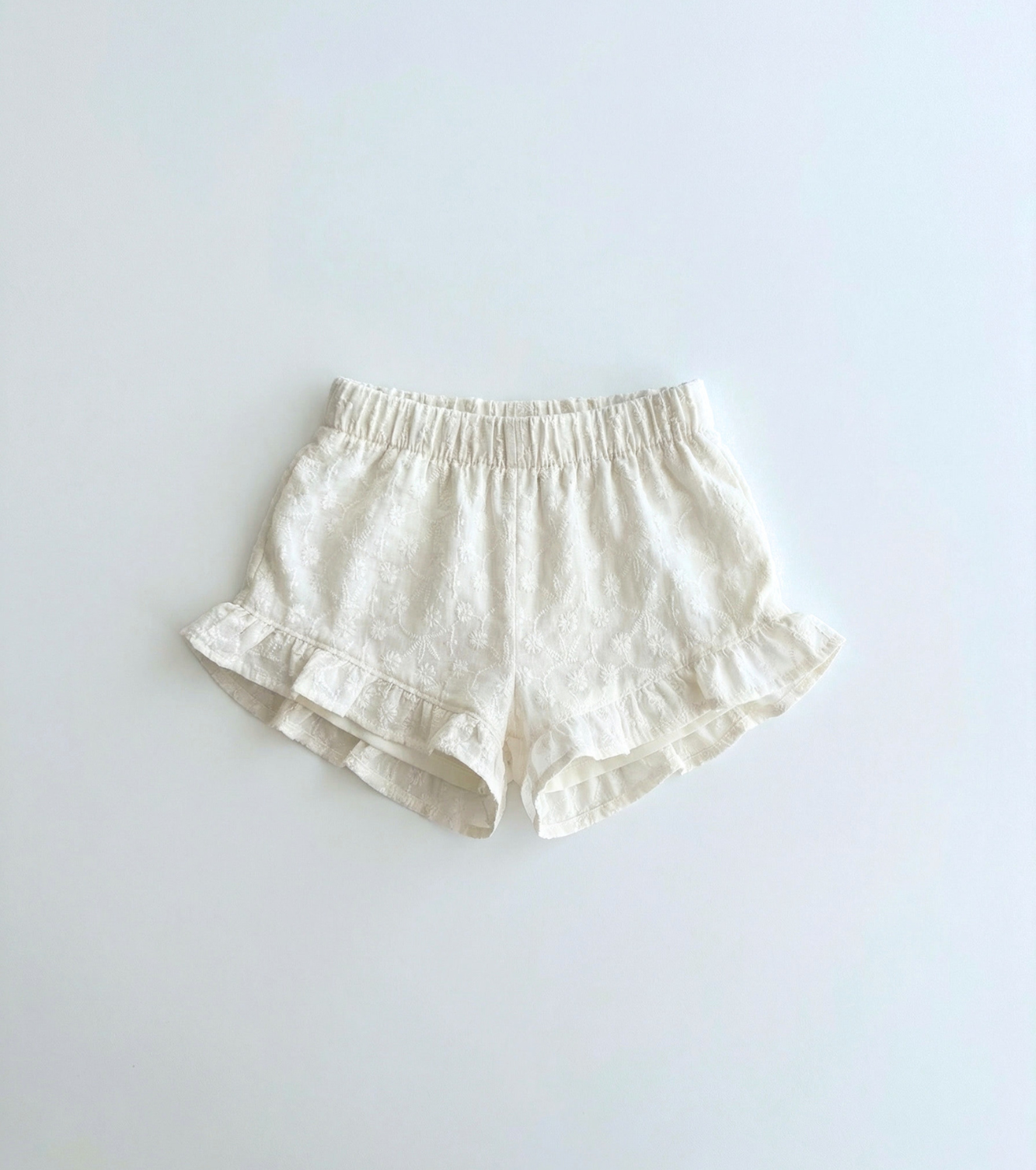 Short volanté | Myosotis | Voile brodé blanc