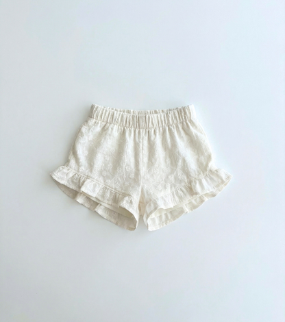Short volanté | Myosotis | Voile brodé blanc