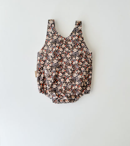 Organic cotton viyela romper | Pansy | Flowers