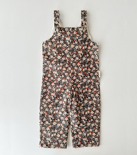 Organic cotton viyela dungarees | Pansy | Flowers