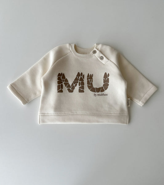 Organic cotton sweatshirt | MU | Ecru/Brown