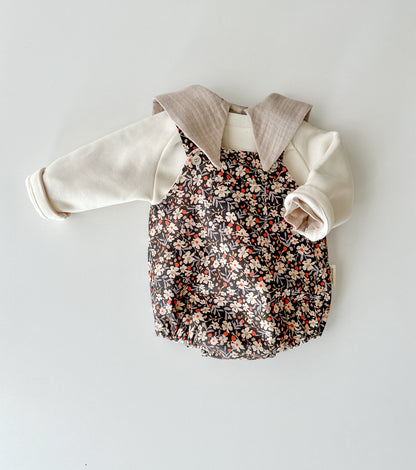 Organic cotton viyela romper | Pansy | Flowers