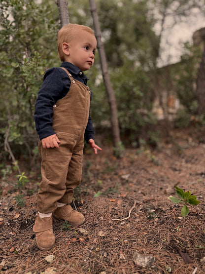 Organic cotton muslin shirt | Blueberries | Navy Ecru