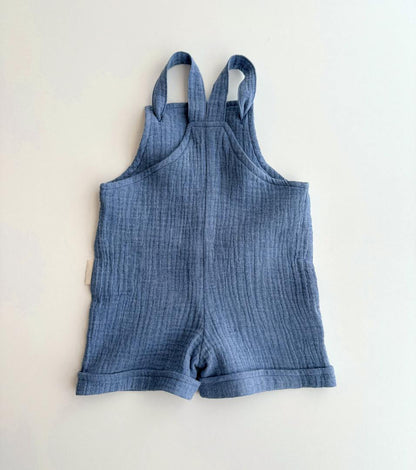 Organic cotton muslin dungarees | Indigo | Blue