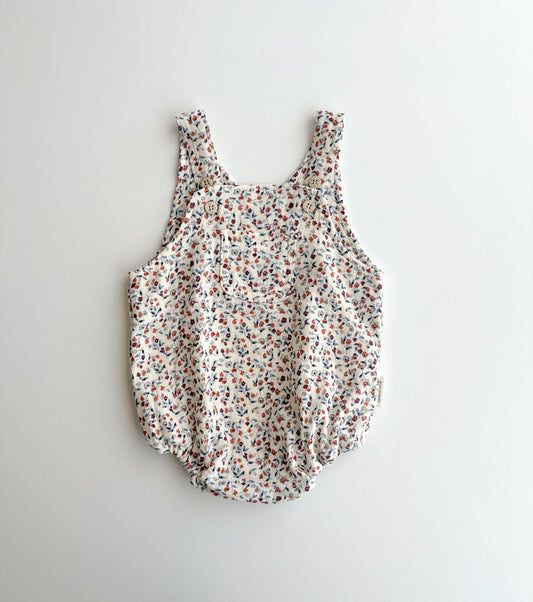 Organic cotton muslin romper | Pomegranate | Flowers