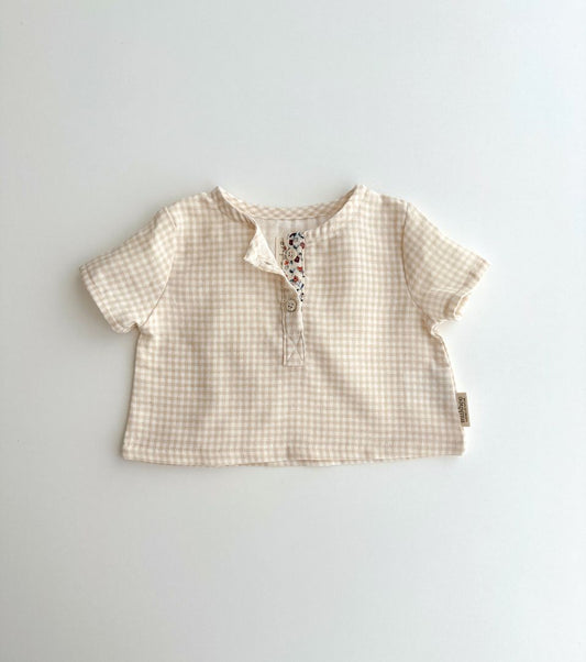 Organic cotton muslin polo shirt | Calendula | Vichy