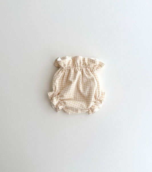 Organic cotton muslin baby romper | Calendula | Vichy