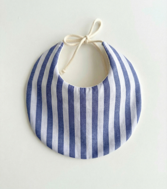 Round Organic Cotton Bib | Marea | Blue Stripes