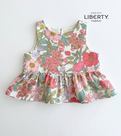 Blouse à volants | Bougainvilliers | Fleurs et Rayures