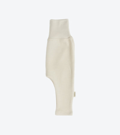 Organic cotton honeycomb leggings Boxwood | Ecru