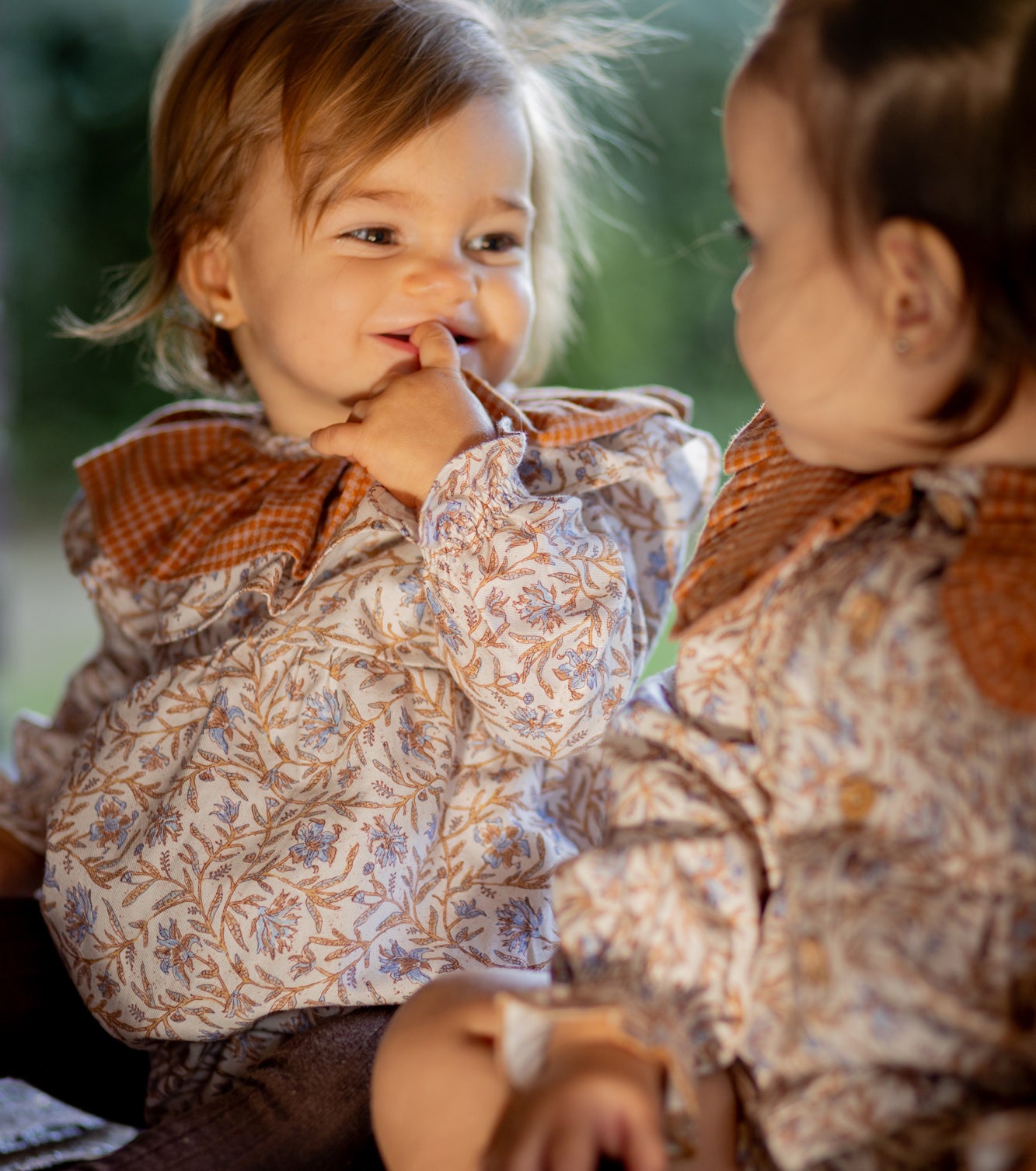Organic cotton viyela romper | Blueberries | Marino Ecru