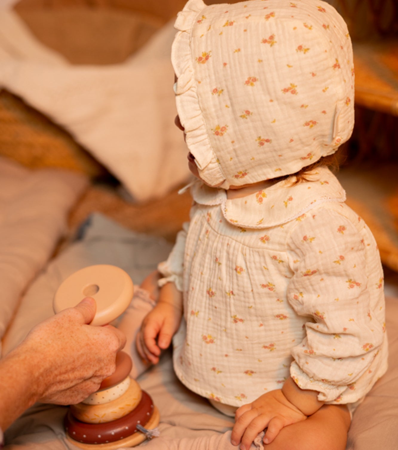Conjunto blusa y culetín | Bruma | Mini flores rosas