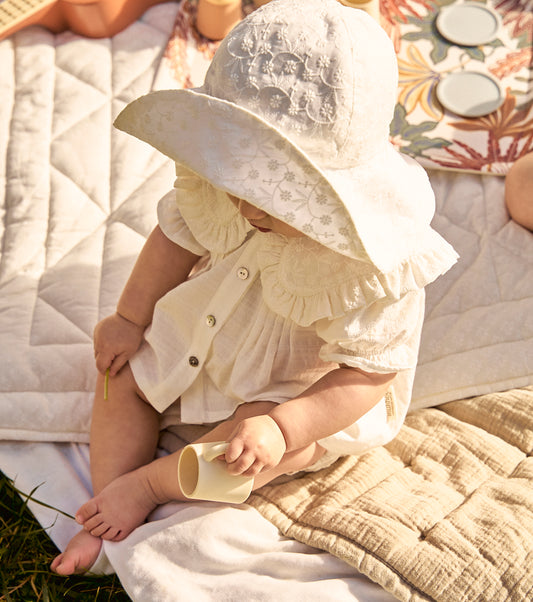 Organic cotton muslin brimmed hat | Indigo | Blue