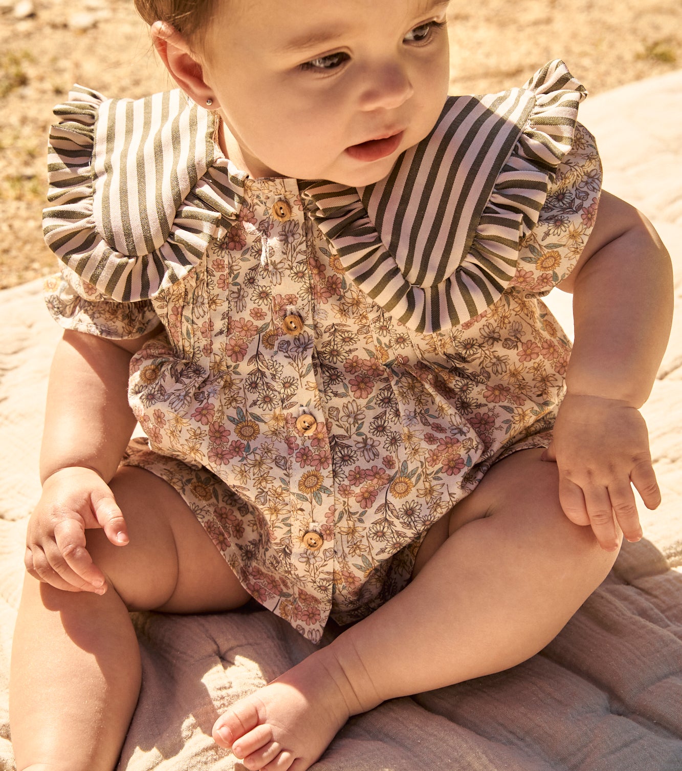 Organic cotton gingham romper | Cinnamon | Cinnamon Vichy