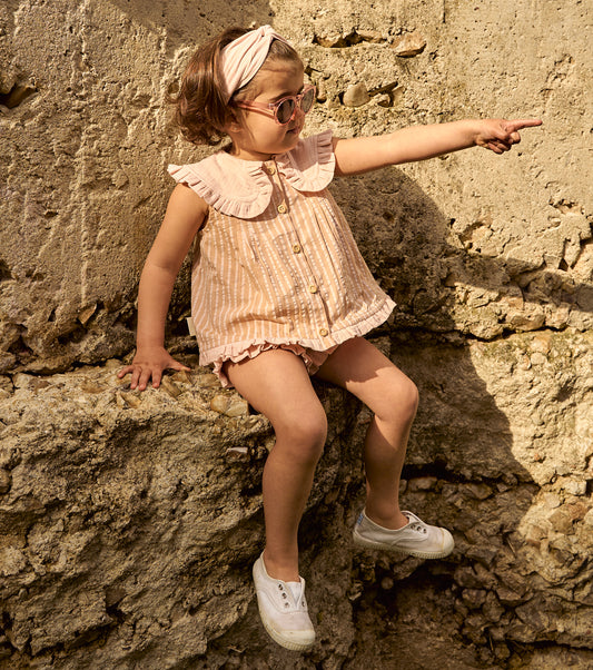 Organic cotton gingham romper | Cinnamon | Cinnamon Vichy