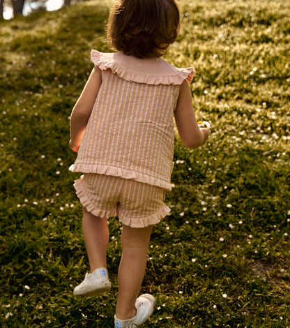 Organic cotton gingham romper | Cinnamon | Cinnamon Vichy