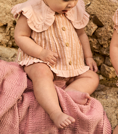 Organic cotton gingham romper | Cinnamon | Cinnamon Vichy