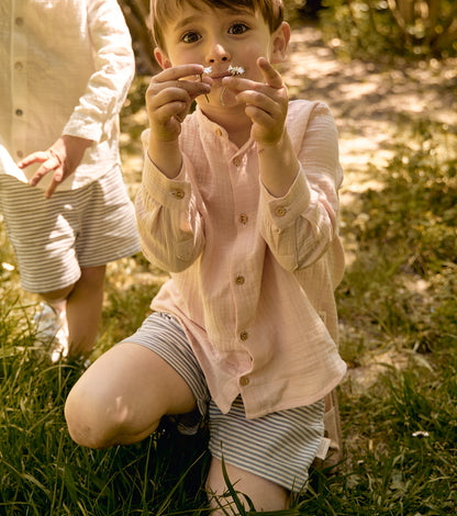 Bermuda shorts in organic cotton muslin | Indigo | Blue