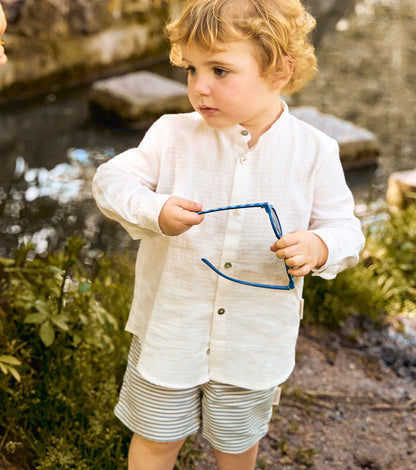 Bermuda shorts in organic cotton muslin | Indigo | Blue