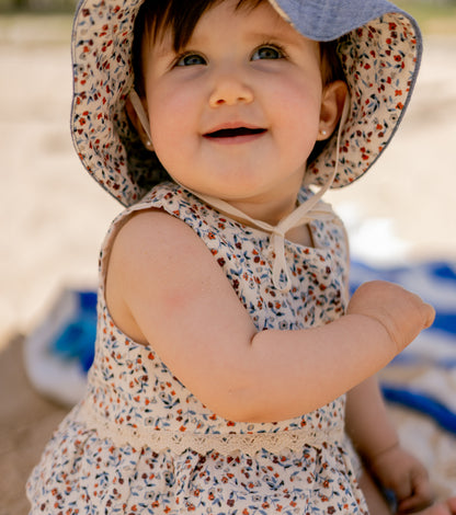 Organic cotton muslin brimmed hat | Indigo | Blue