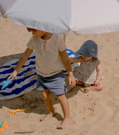 Bermuda shorts in organic cotton muslin | Indigo | Blue