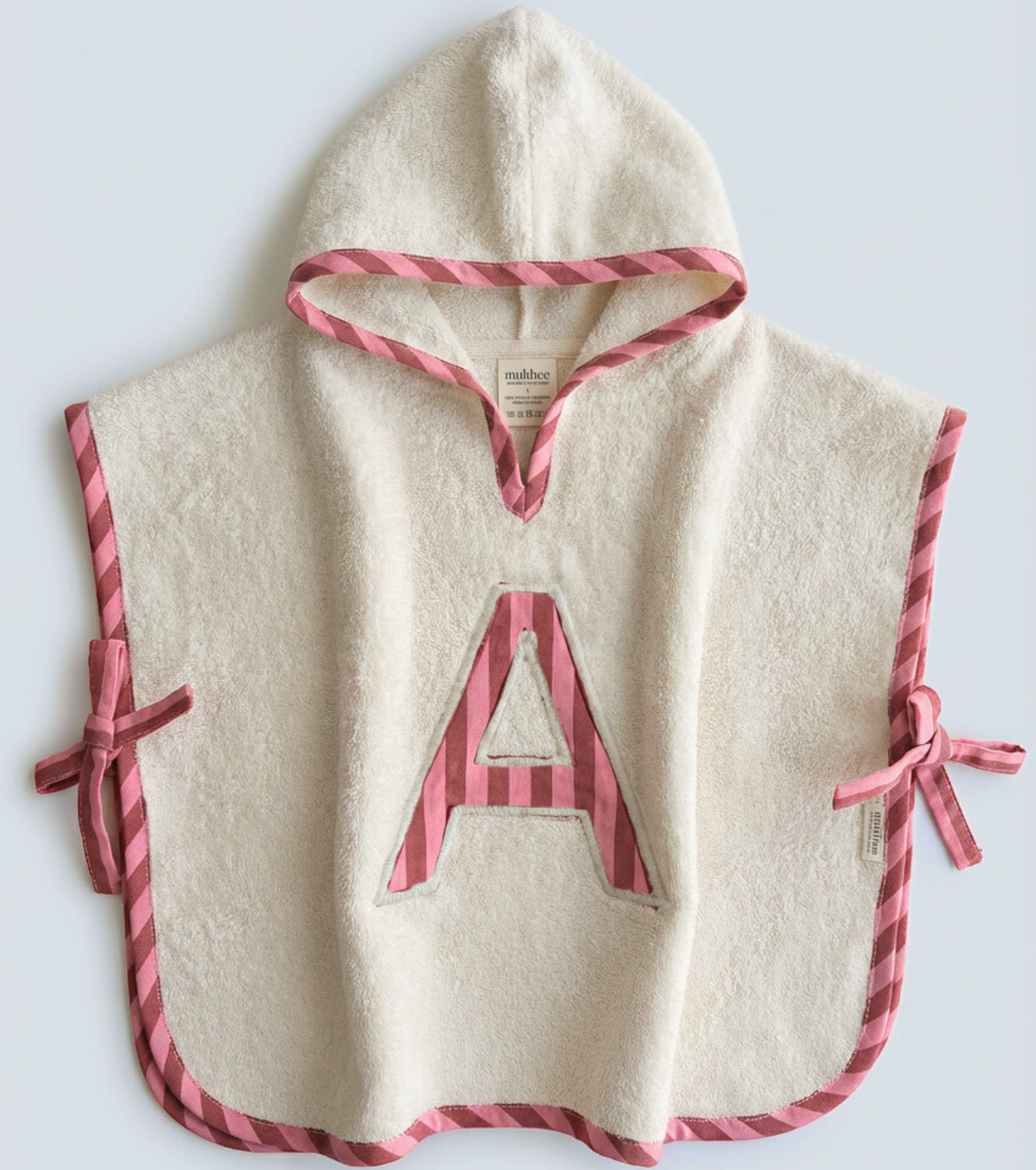 Poncho de bain personnalisé | Marea | Rayures roses