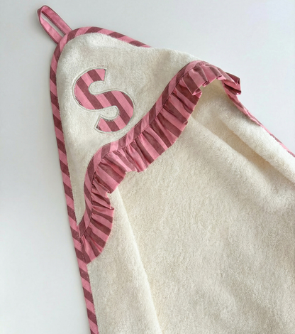 Serviette Poncho Personnalisée | Marea | Rayures roses