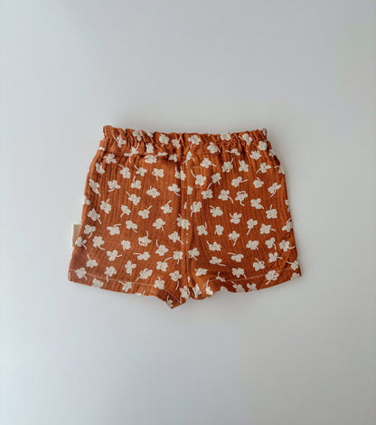 Bermuda en muselina de algodón orgánico | Pantín | Caramelo