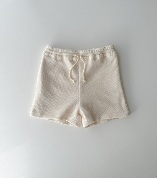 Bermuda shorts in organic cotton checkered knit | Lalín | Ecru